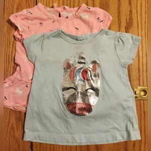 ❤️ 3/$15! Set Of 2 Kids Unicorn T-Shirts - Blue and Pink